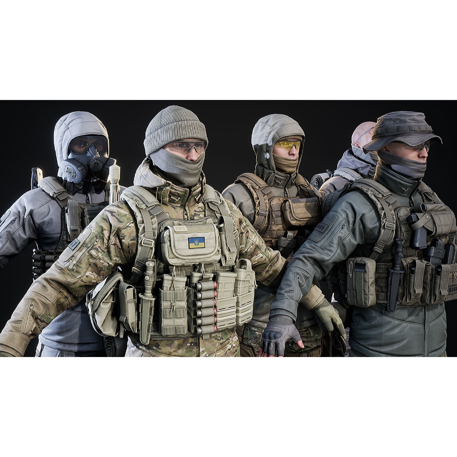 AAA Modular Soldier Pack Vol2 - Low-Poly Game-Ready 3D Model - View 6