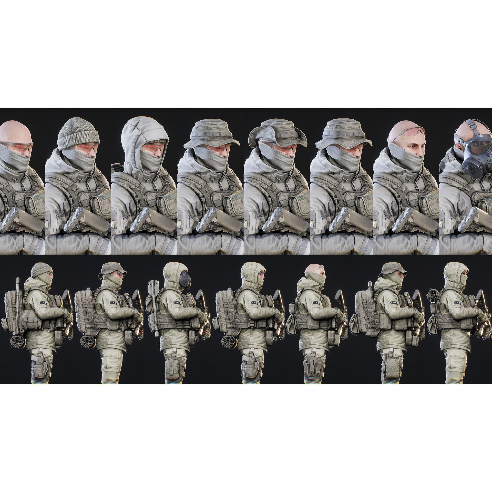 AAA Modular Soldier Pack Vol2 - Low-Poly Game-Ready 3D Model - View 7