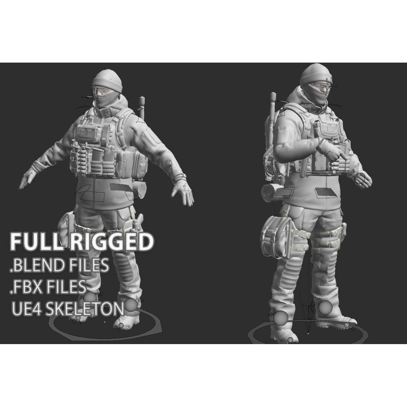 AAA Modular Soldier Pack Vol2 - Low-Poly Game-Ready 3D Model - View 8