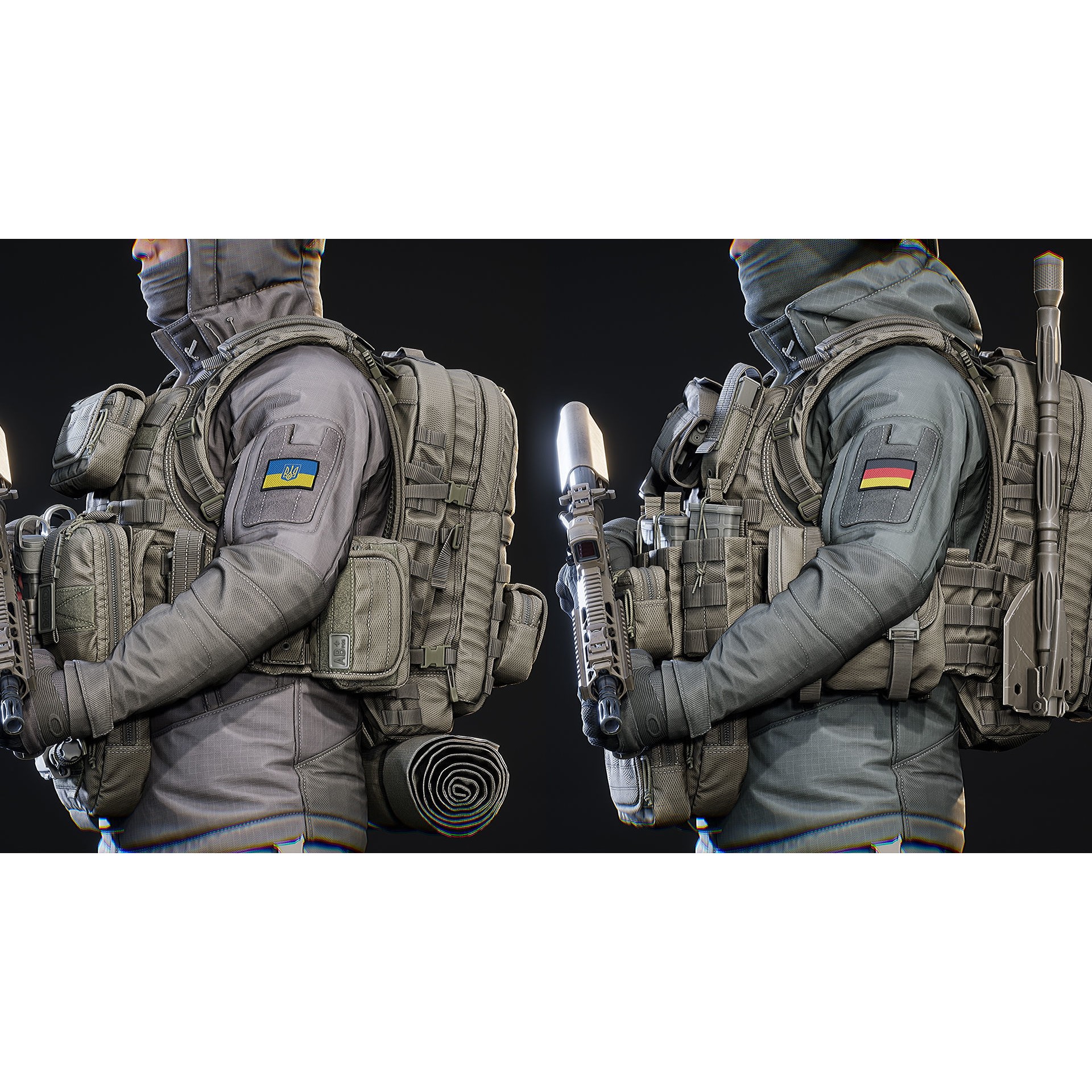 AAA Modular Soldier Pack Vol2 - Low-Poly Game-Ready 3D Model - View 9