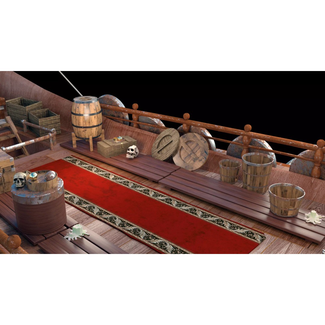 Dromon Galleon 3D Model – Historical Byzantine Warship, Game-Ready - View 11
