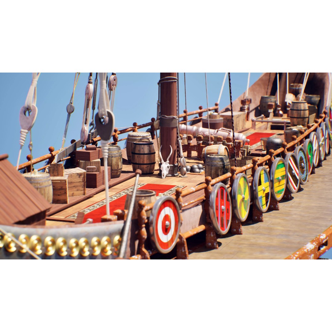 Dromon Galleon 3D Model – Historical Byzantine Warship, Game-Ready - View 12