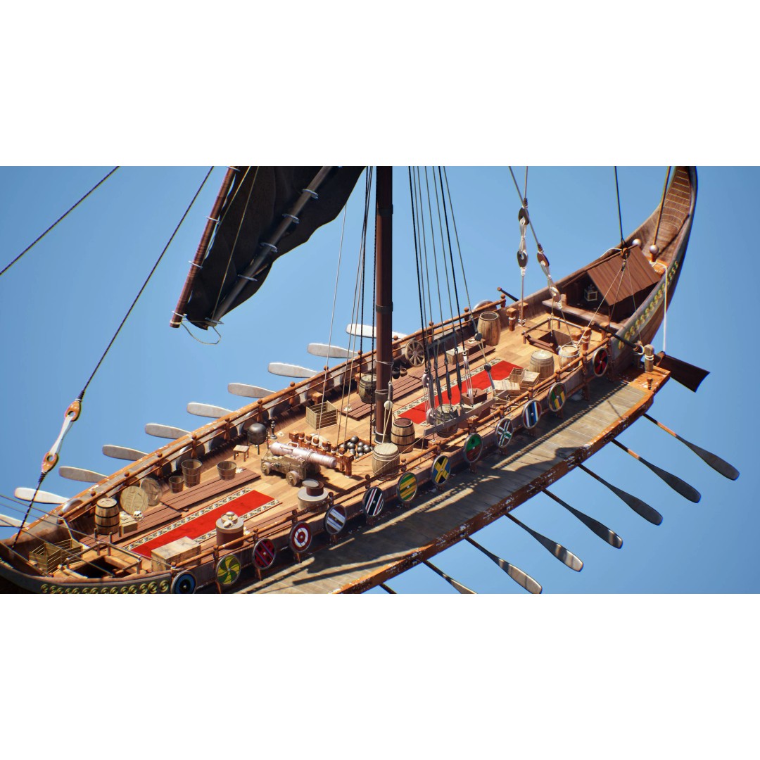 Dromon Galleon 3D Model – Historical Byzantine Warship, Game-Ready - View 14