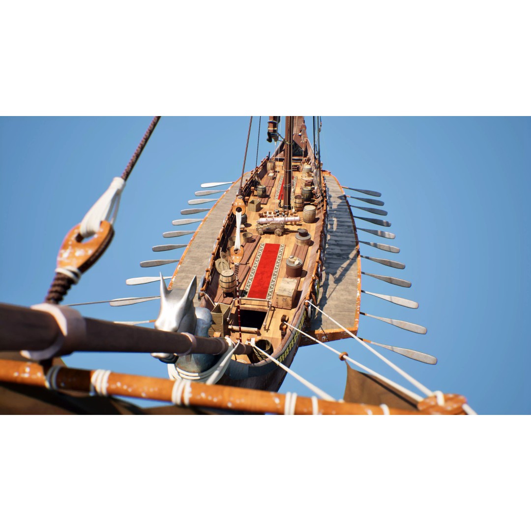 Dromon Galleon 3D Model – Historical Byzantine Warship, Game-Ready - View 15