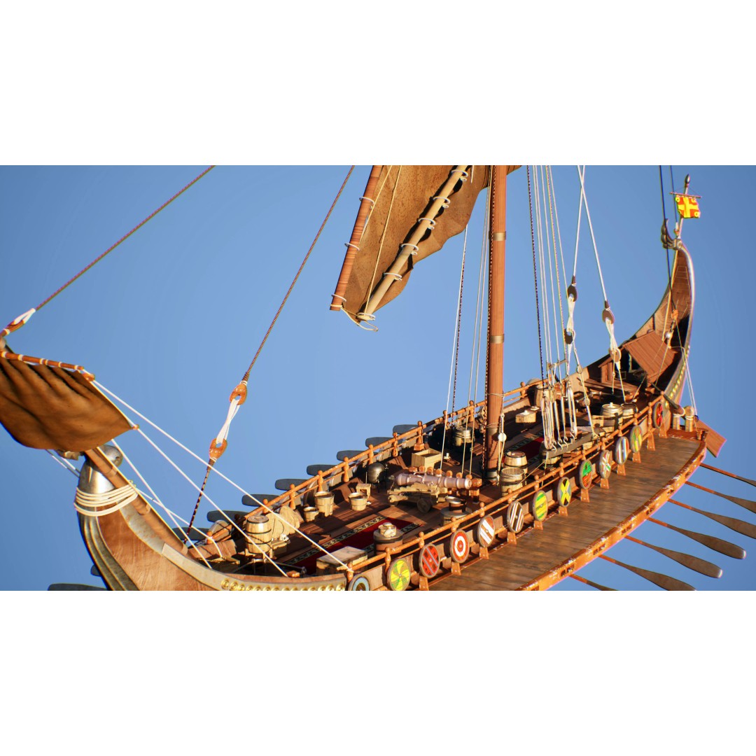 Dromon Galleon 3D Model – Historical Byzantine Warship, Game-Ready - View 19