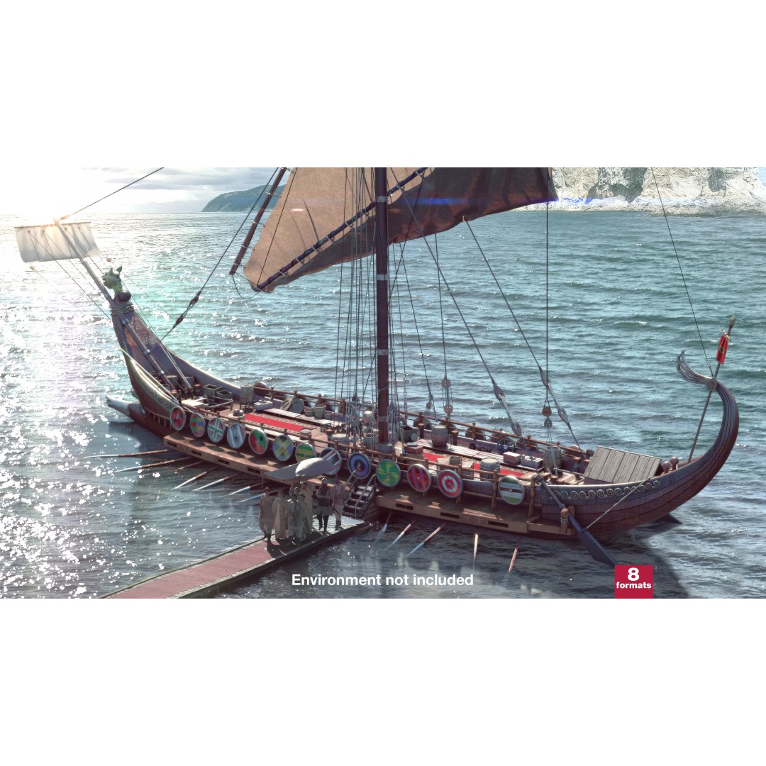 Dromon Galleon 3D Model – Historical Byzantine Warship, Game-Ready - View 2
