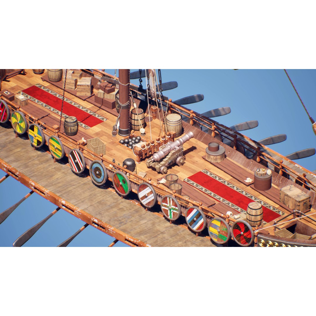 Dromon Galleon 3D Model – Historical Byzantine Warship, Game-Ready - View 20