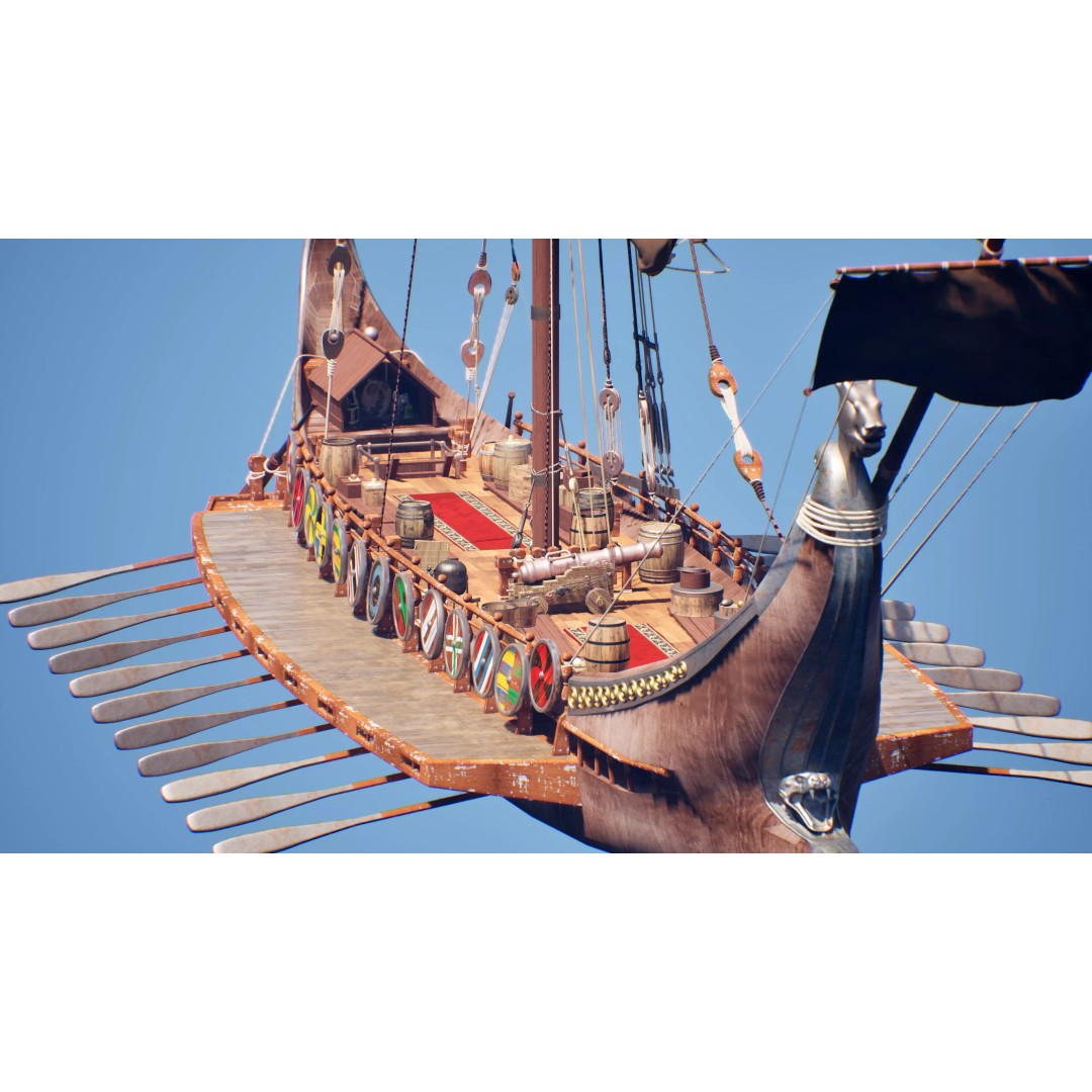 Dromon Galleon 3D Model – Historical Byzantine Warship, Game-Ready - View 22