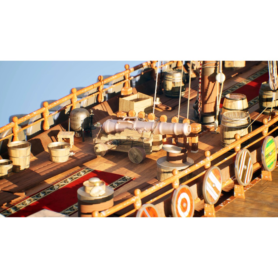 Dromon Galleon 3D Model – Historical Byzantine Warship, Game-Ready - View 23