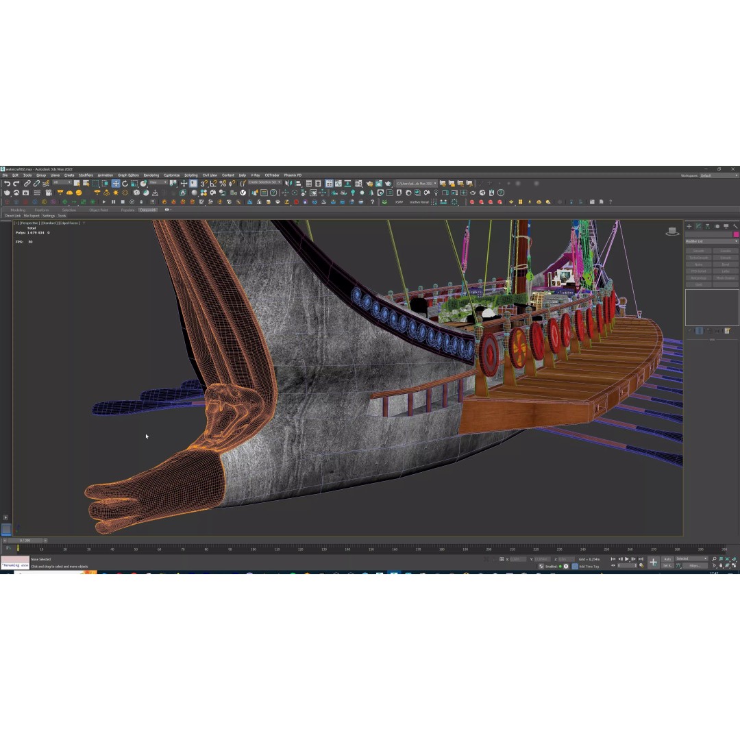 Dromon Galleon 3D Model – Historical Byzantine Warship, Game-Ready - View 30