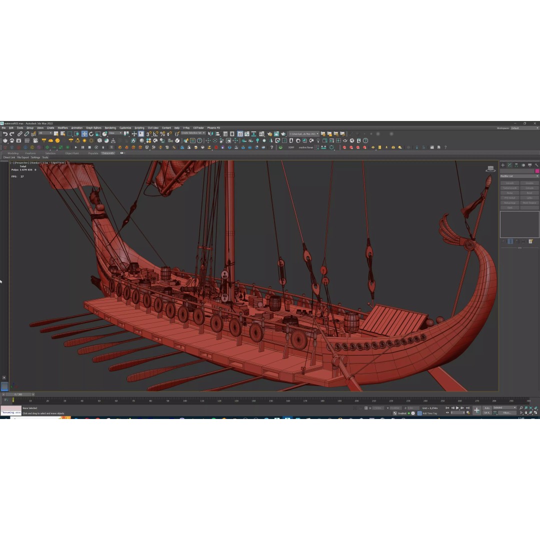 Dromon Galleon 3D Model – Historical Byzantine Warship, Game-Ready - View 31