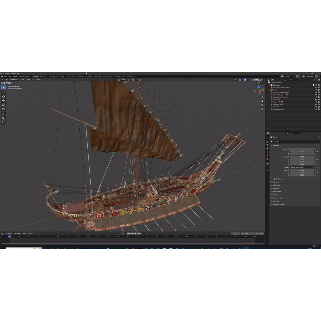 Dromon Galleon 3D Model – Historical Byzantine Warship, Game-Ready - View 36