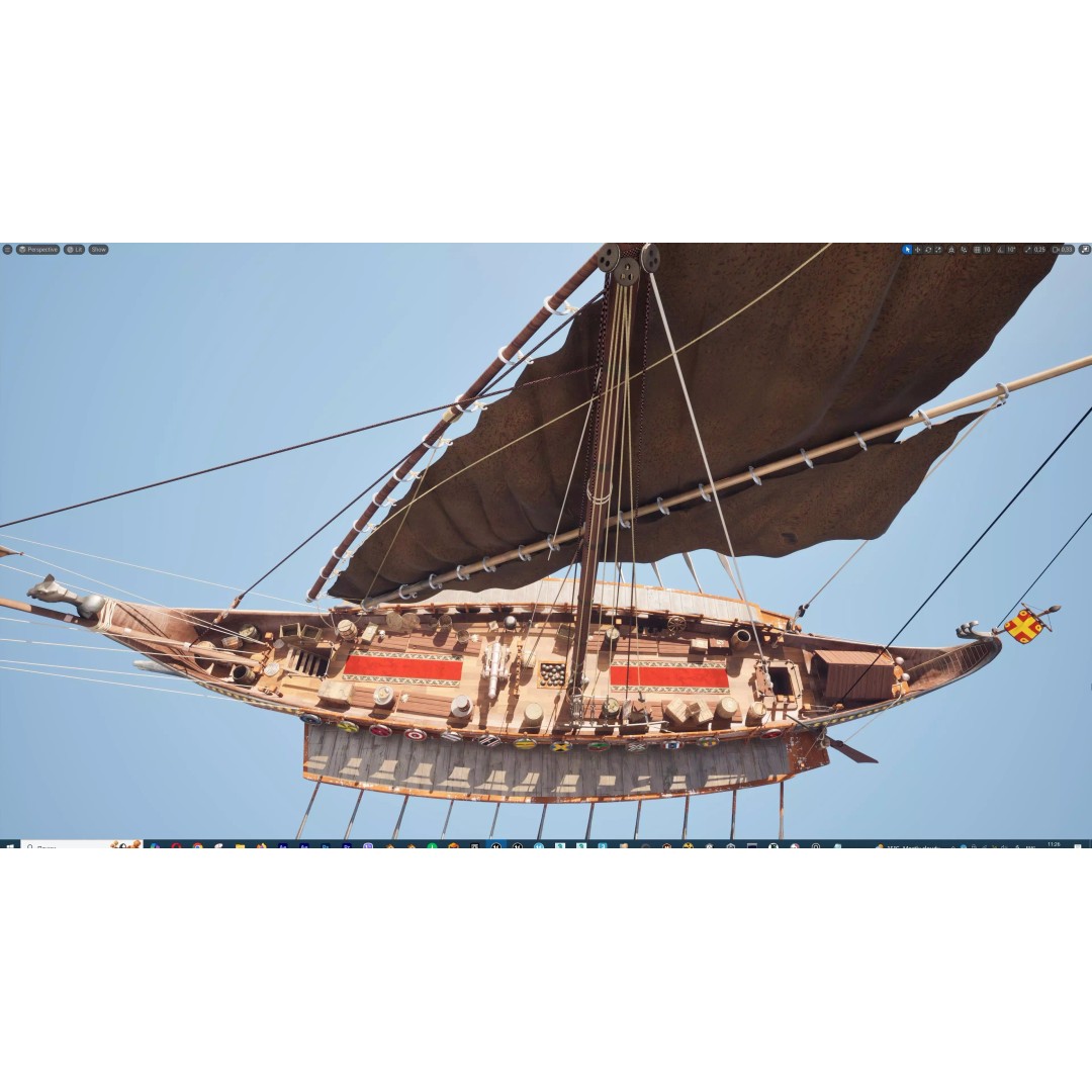 Dromon Galleon 3D Model – Historical Byzantine Warship, Game-Ready - View 38