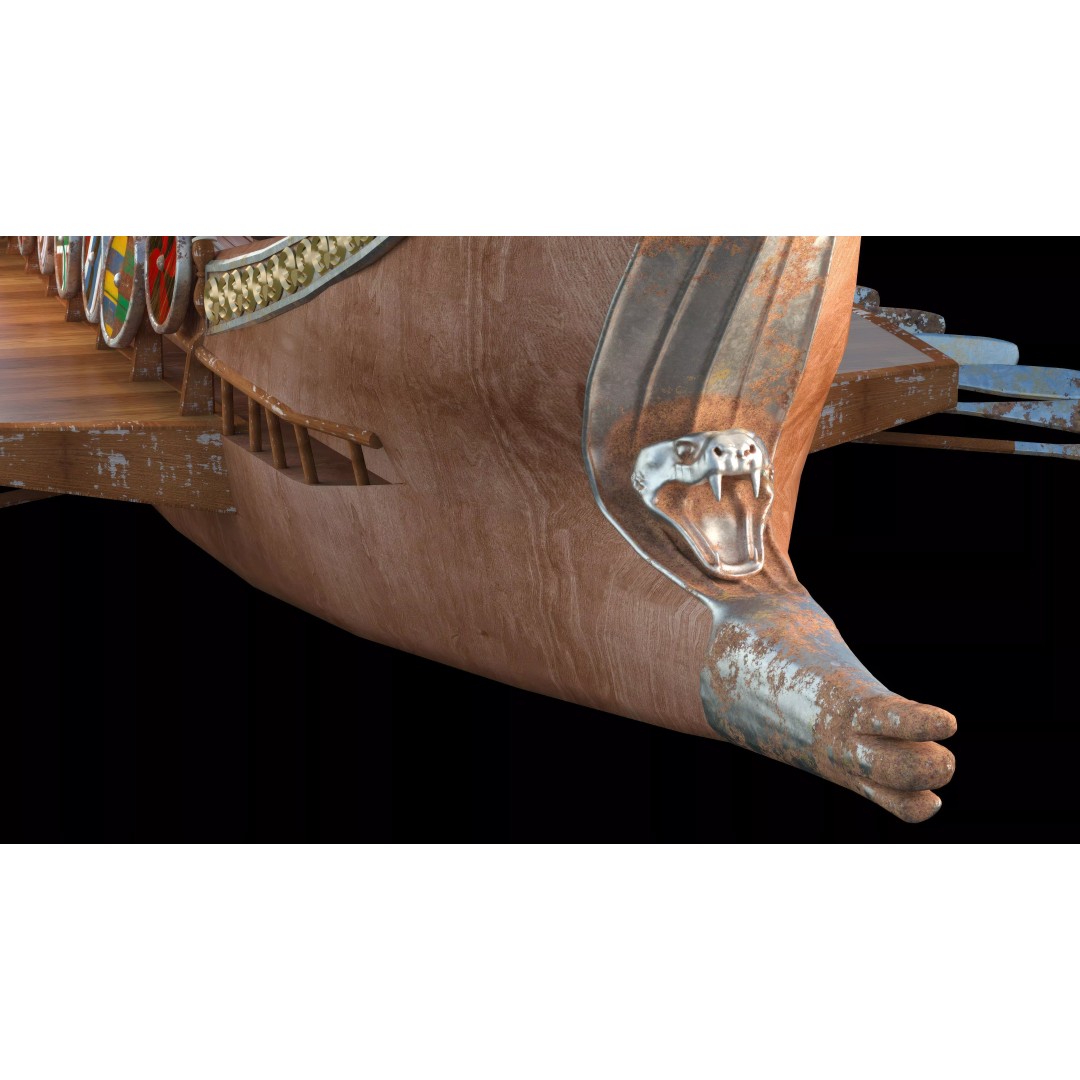 Dromon Galleon 3D Model – Historical Byzantine Warship, Game-Ready - View 5