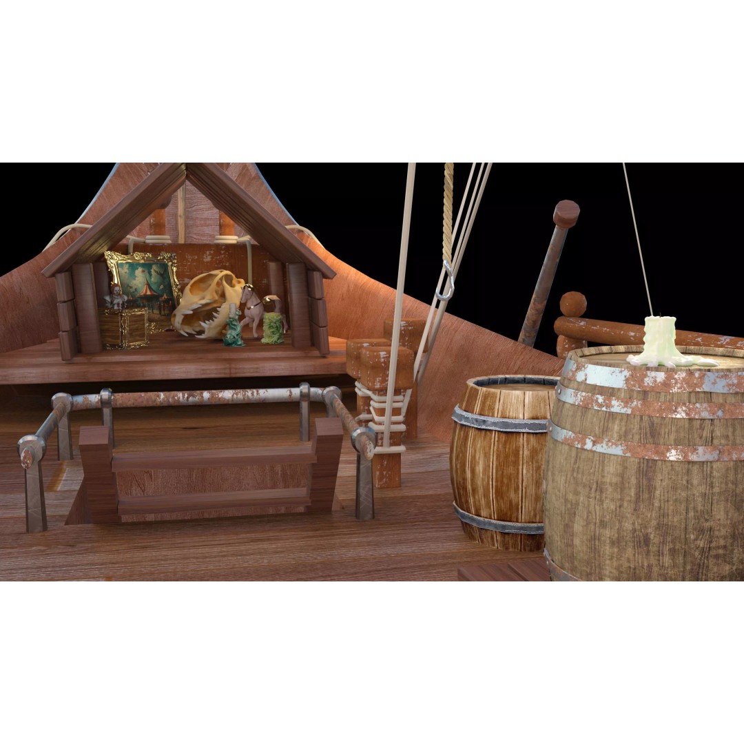 Dromon Galleon 3D Model – Historical Byzantine Warship, Game-Ready - View 9