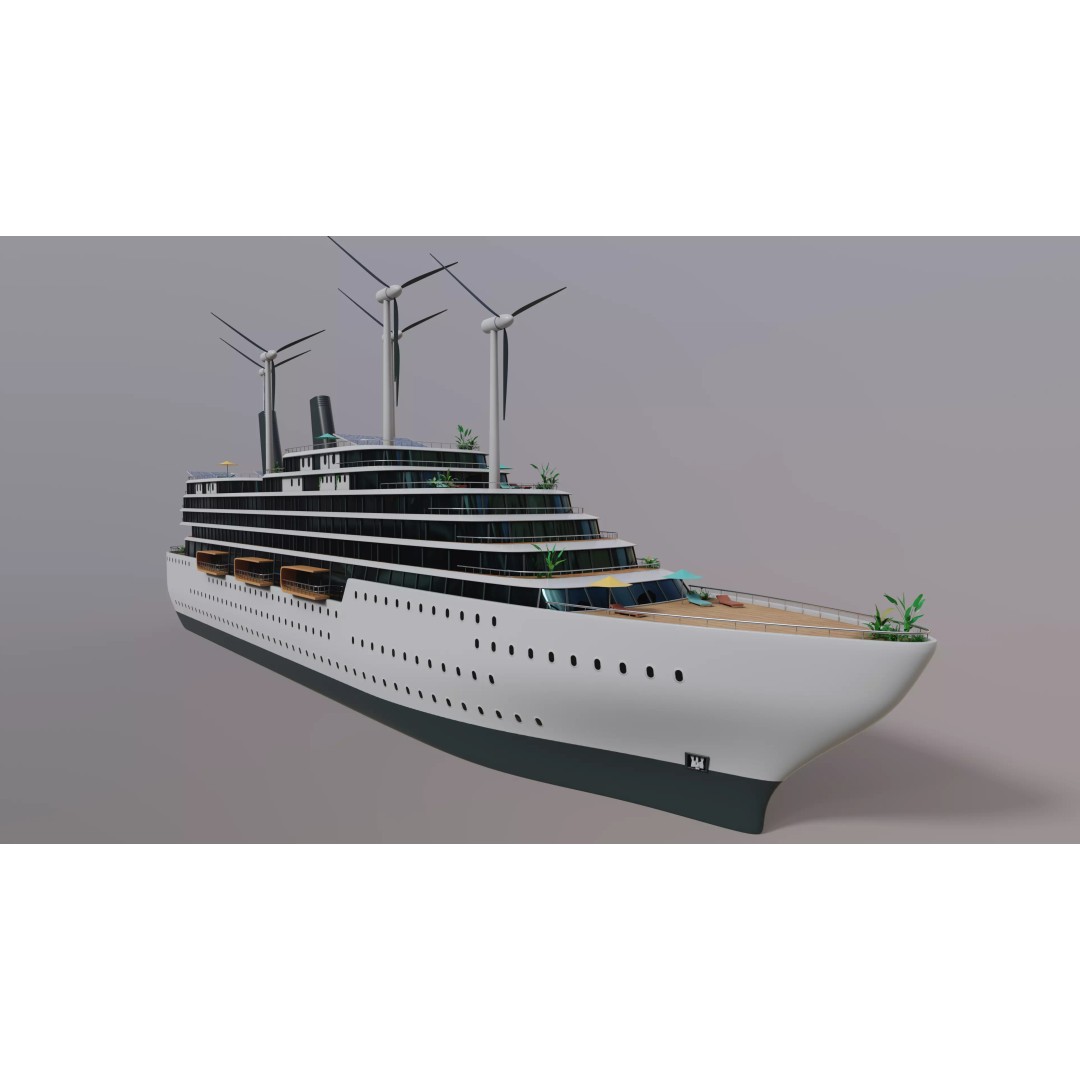 Luxury Liner 3D Model – Eco-Friendly Expedition Yacht, FBX - View 2