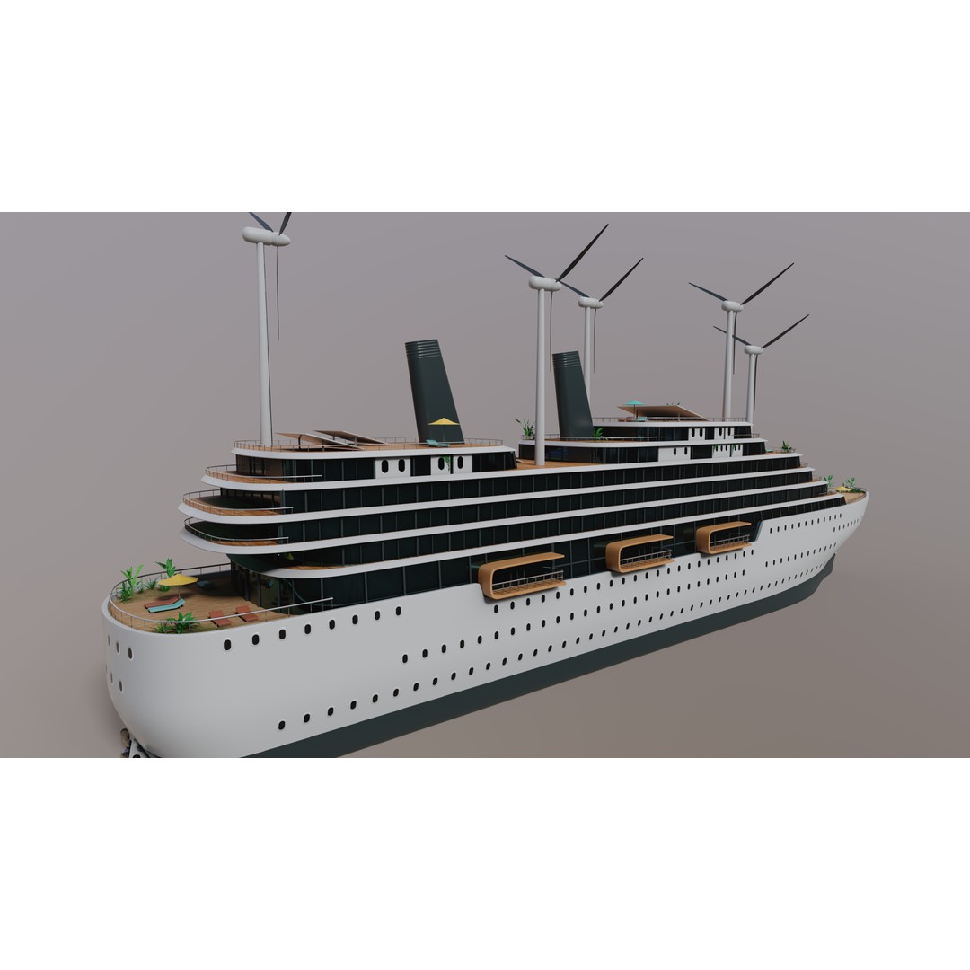 Luxury Liner 3D Model – Eco-Friendly Expedition Yacht, FBX - View 3