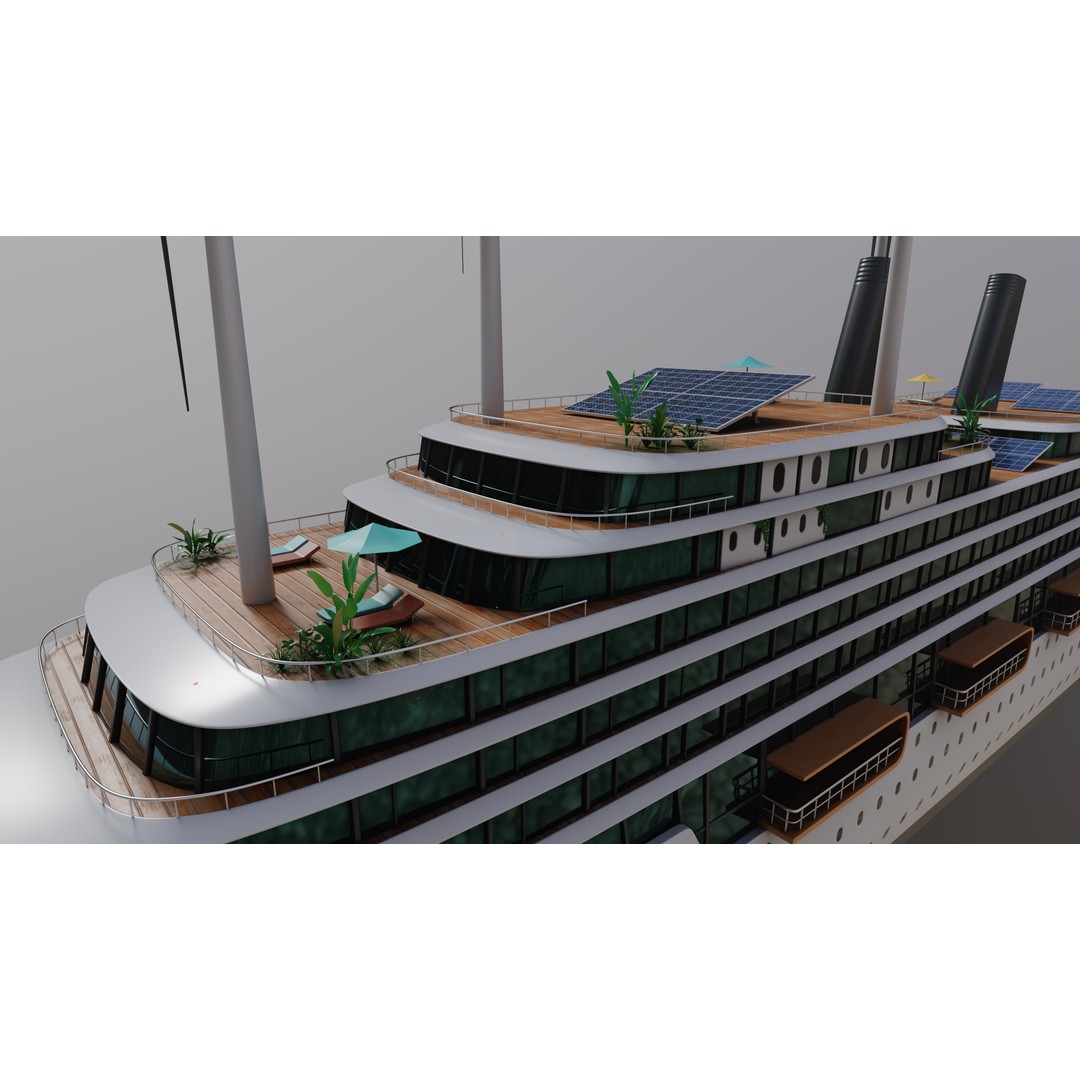 Luxury Liner 3D Model – Eco-Friendly Expedition Yacht, FBX - View 6