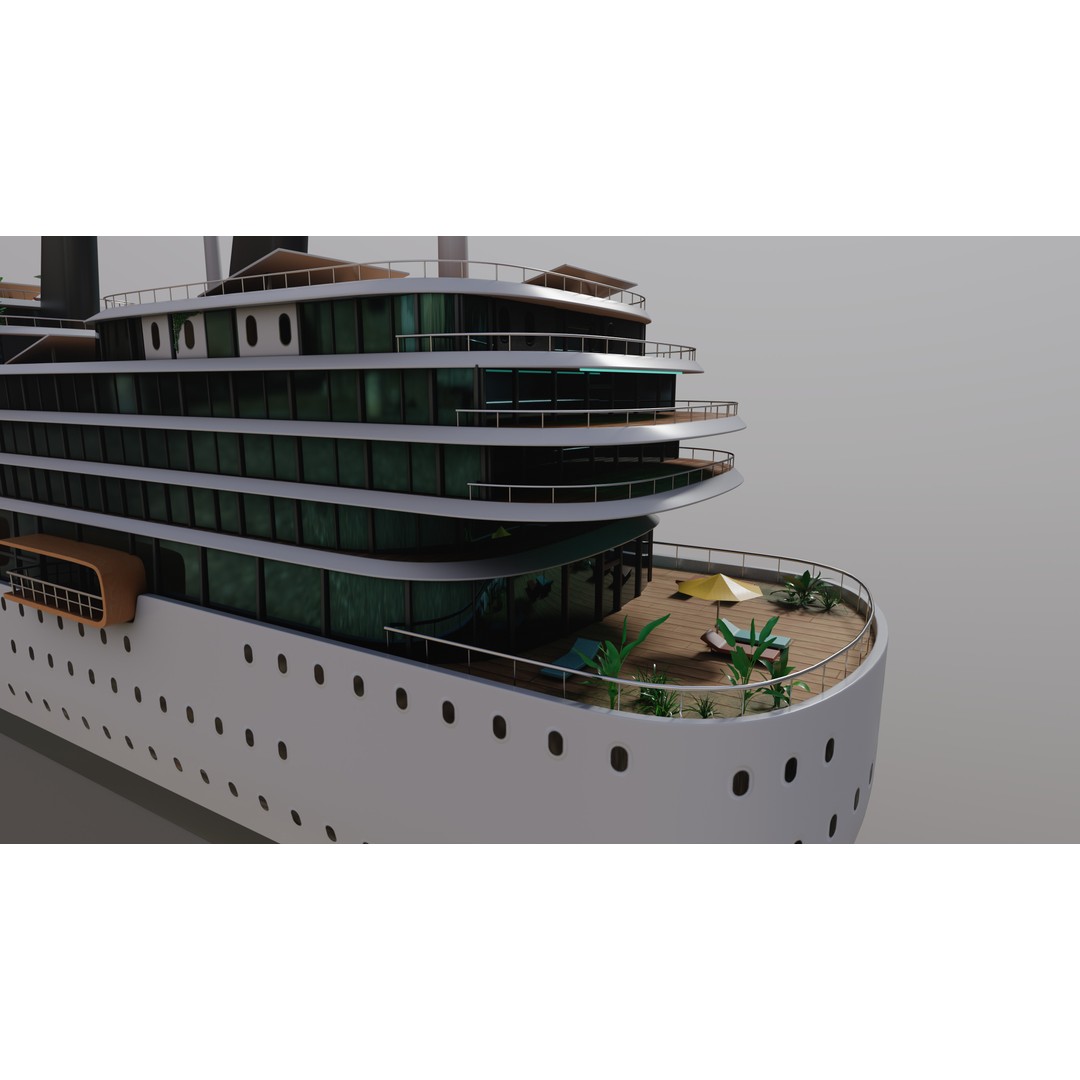 Luxury Liner 3D Model – Eco-Friendly Expedition Yacht, FBX - View 7