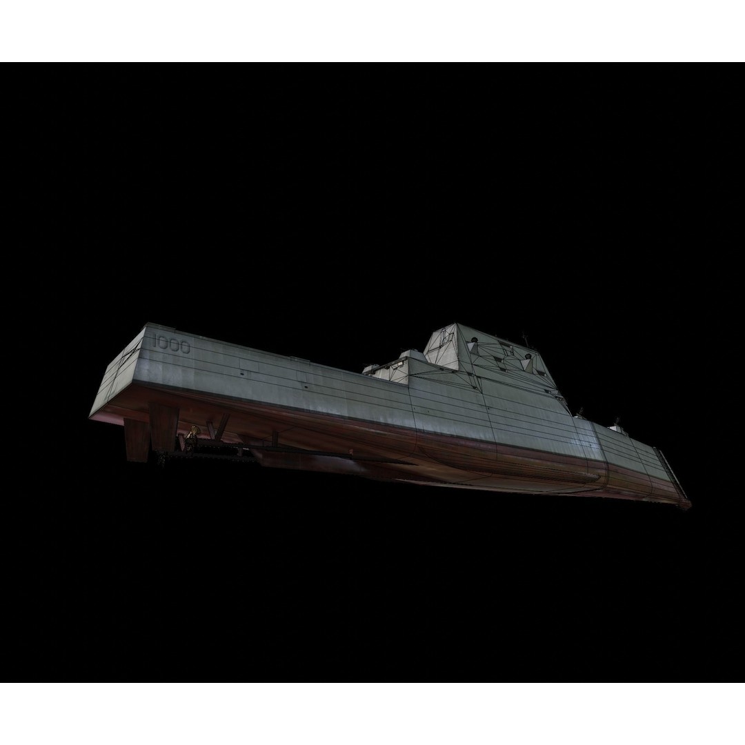 Zumwalt Class Destroyer 3D Model – Low Poly Military Watercraft, FBX - View 13