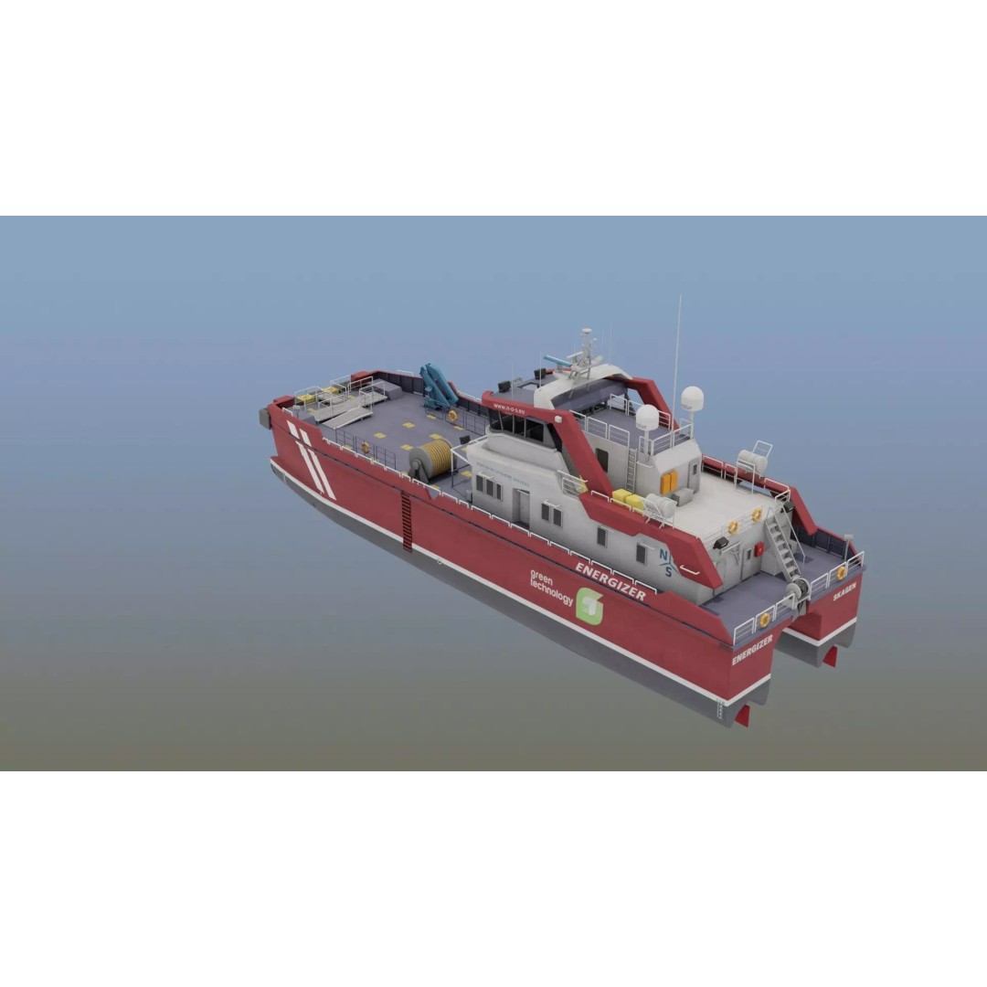 MV Energizer Crew Transfer Vessel 3D Model – Electric Catamaran, PBR Textures, FBX