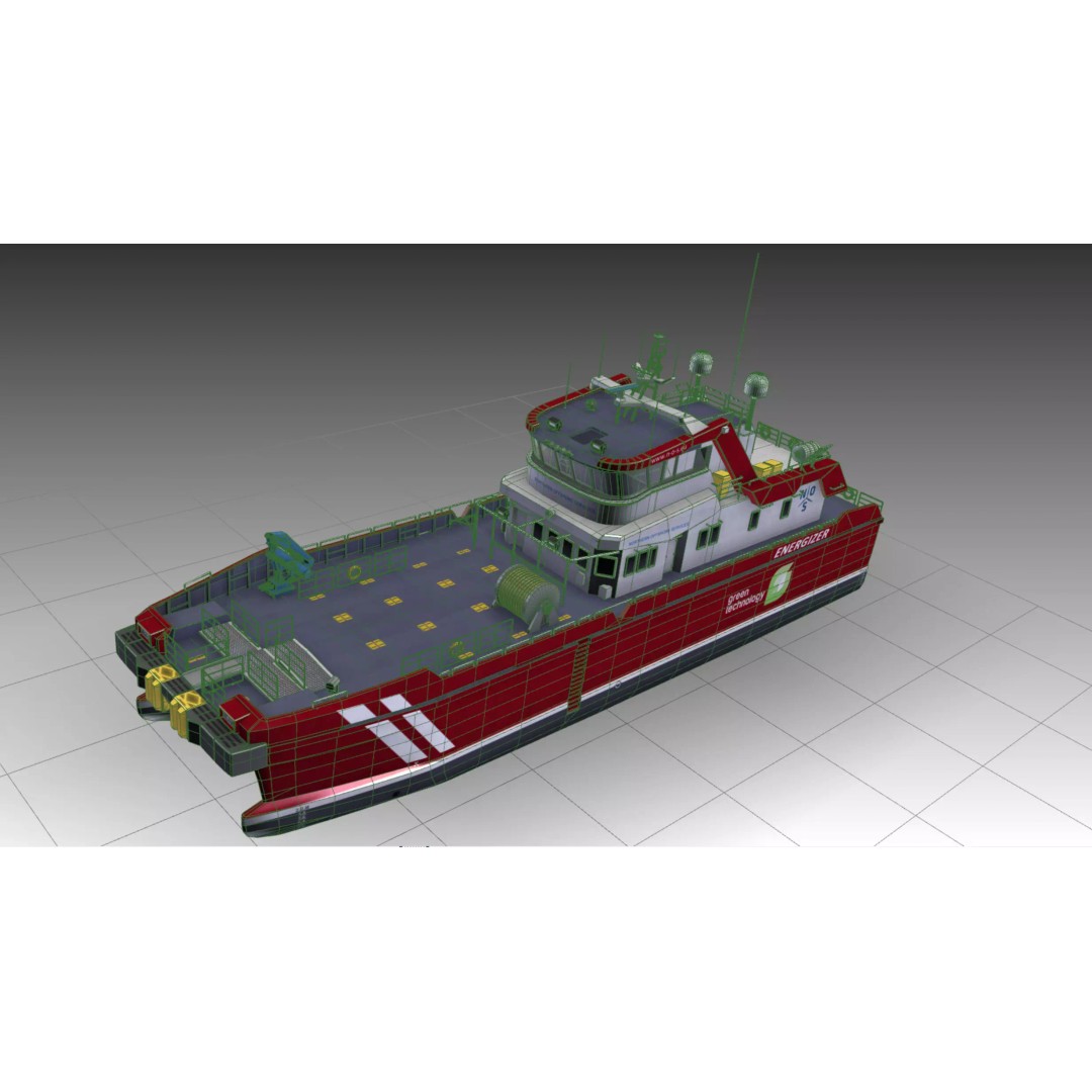 MV Energizer Crew Transfer Vessel 3D Model – Electric Catamaran, PBR Textures, FBX - View 11