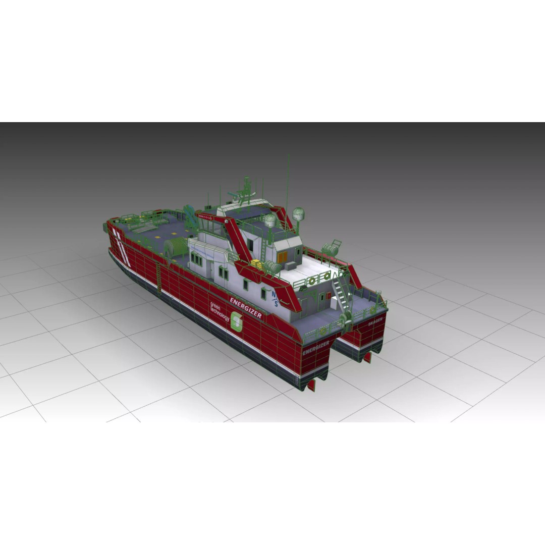 MV Energizer Crew Transfer Vessel 3D Model – Electric Catamaran, PBR Textures, FBX - View 12