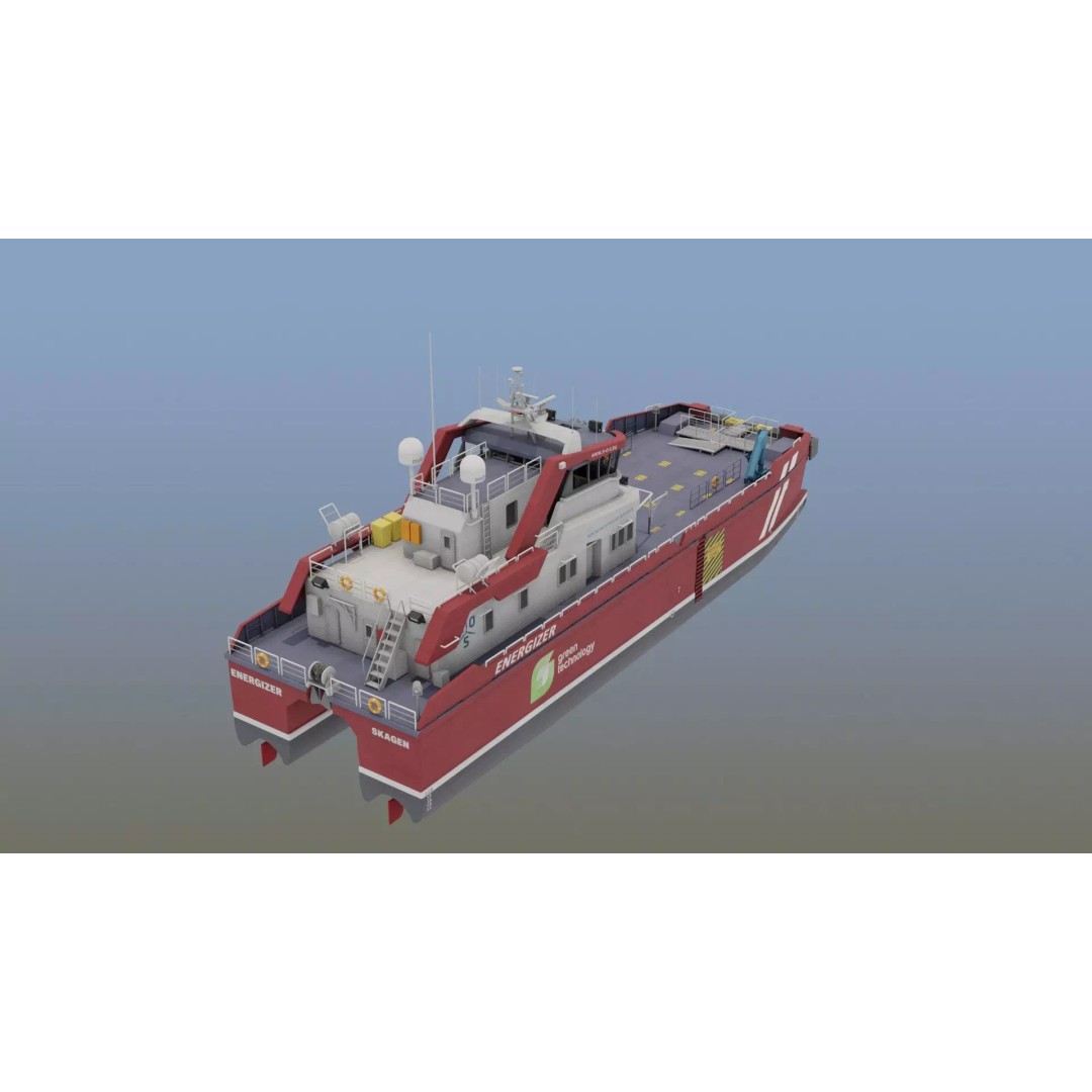 MV Energizer Crew Transfer Vessel 3D Model – Electric Catamaran, PBR Textures, FBX - View 3