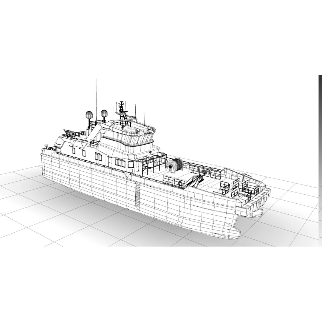 MV Energizer Crew Transfer Vessel 3D Model – Electric Catamaran, PBR Textures, FBX - View 5