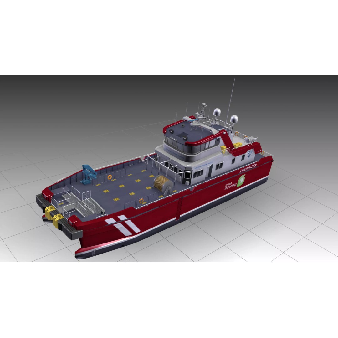 MV Energizer Crew Transfer Vessel 3D Model – Electric Catamaran, PBR Textures, FBX - View 6
