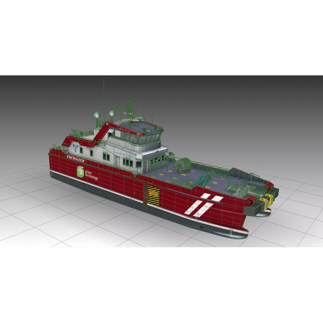 MV Energizer Crew Transfer Vessel 3D Model – Electric Catamaran, PBR Textures, FBX - View 9