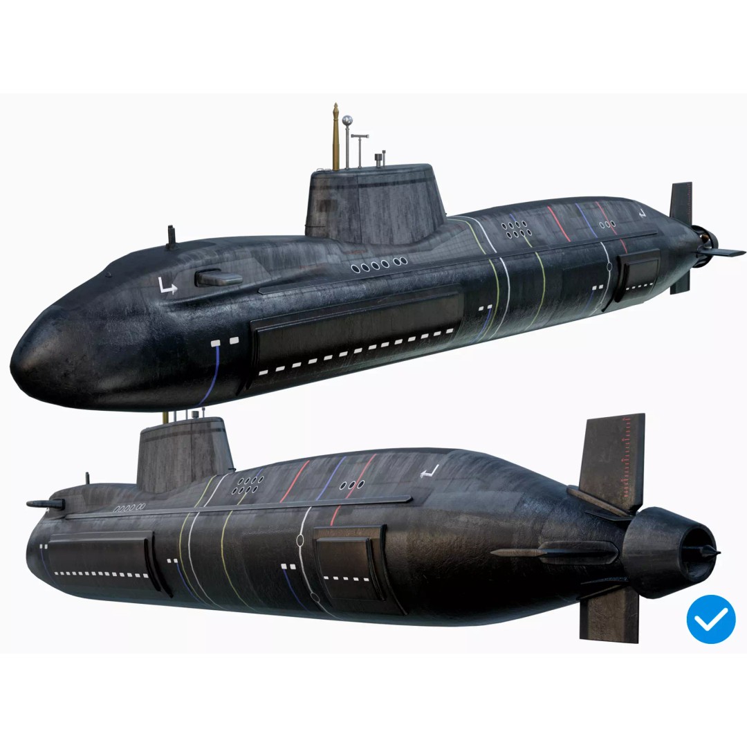 Astute Class Submarine 3D Model – Low Poly PBR Game Asset, FBX - View 2