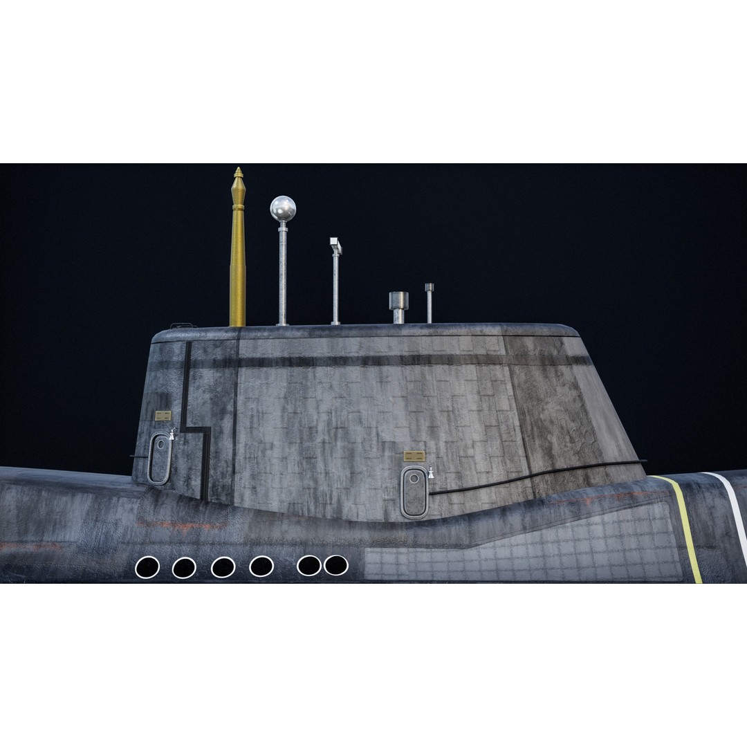 Astute Class Submarine 3D Model – Low Poly PBR Game Asset, FBX - View 24
