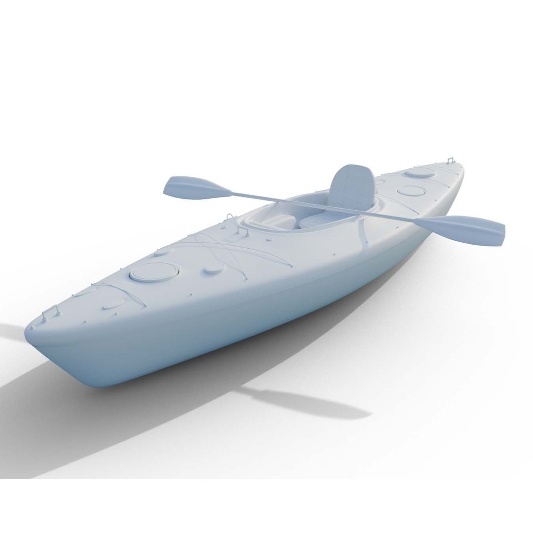 Red Sea Kayak 3D Model – Low Poly PBR Recreational Watercraft, FBX - View 11