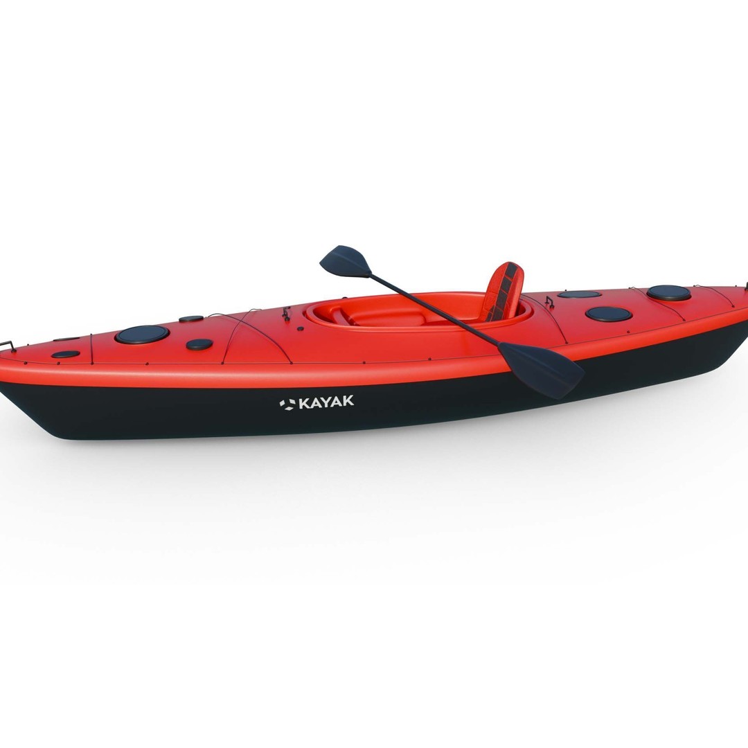 Red Sea Kayak 3D Model – Low Poly PBR Recreational Watercraft, FBX - View 5