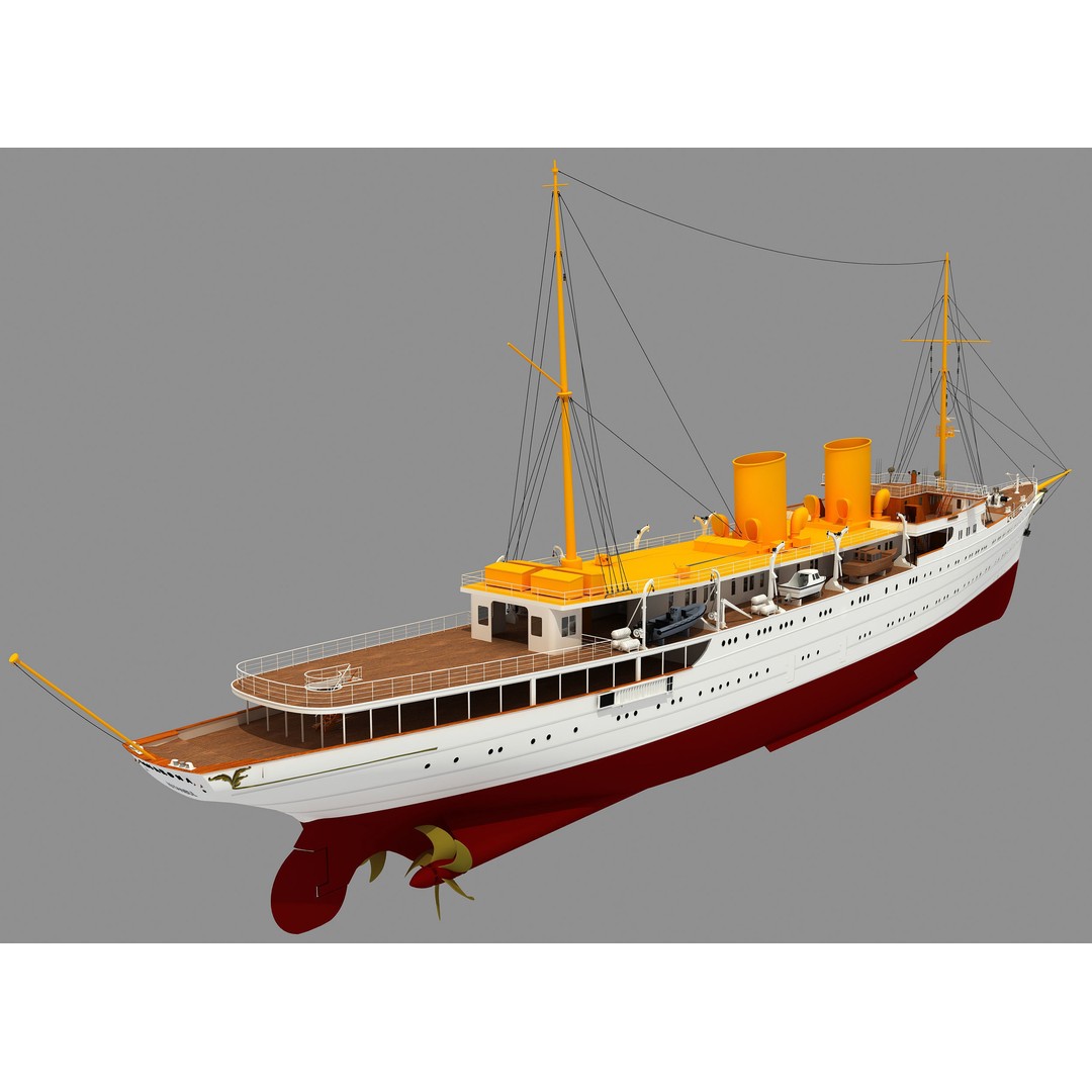 TCG Savarona Yacht 3D Model – High Detail Historic Watercraft, FBX - View 10