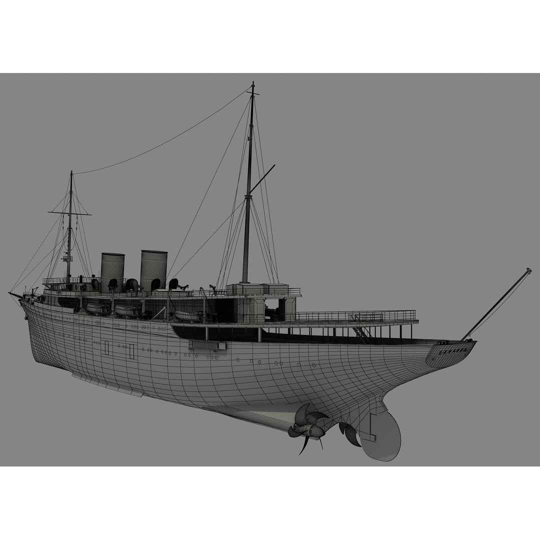 TCG Savarona Yacht 3D Model – High Detail Historic Watercraft, FBX - View 12