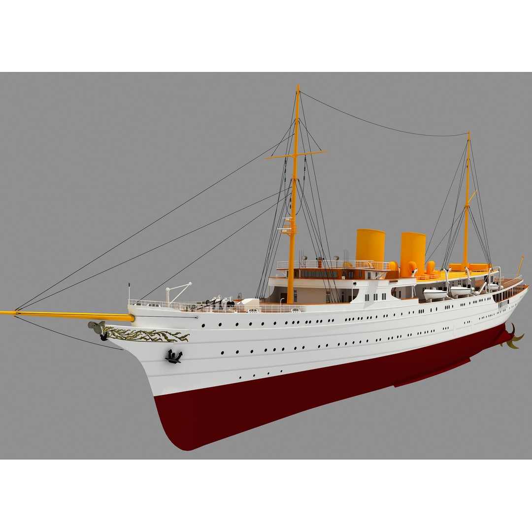 TCG Savarona Yacht 3D Model – High Detail Historic Watercraft, FBX - View 14