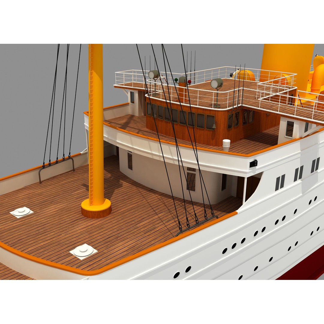 TCG Savarona Yacht 3D Model – High Detail Historic Watercraft, FBX - View 15