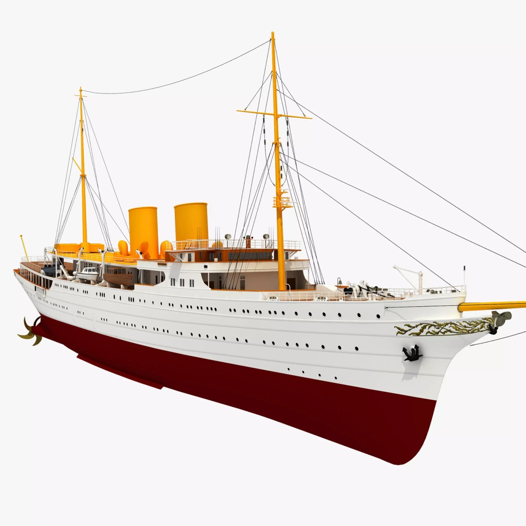 TCG Savarona Yacht 3D Model – High Detail Historic Watercraft, FBX - View 2