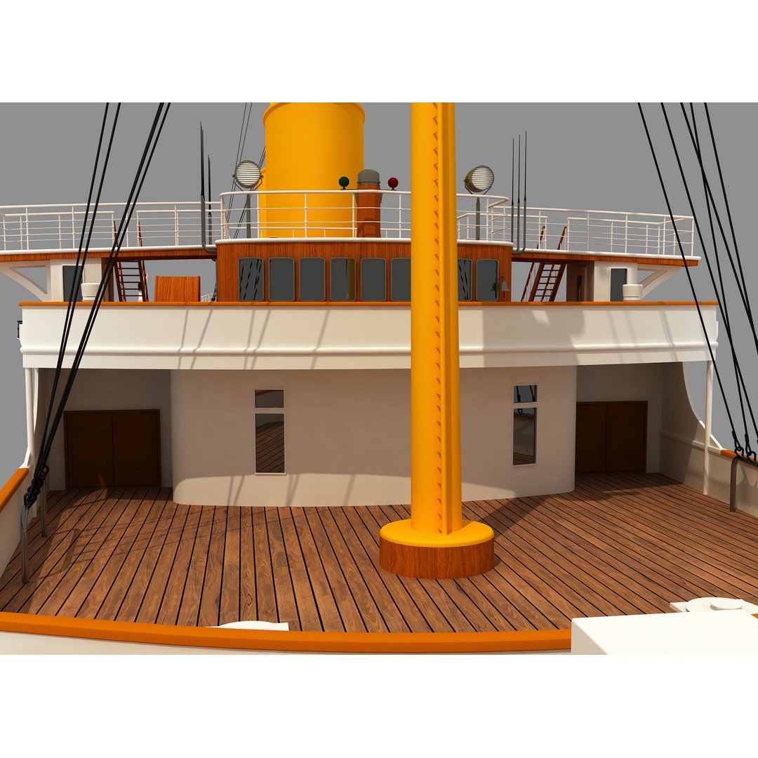 TCG Savarona Yacht 3D Model – High Detail Historic Watercraft, FBX - View 22