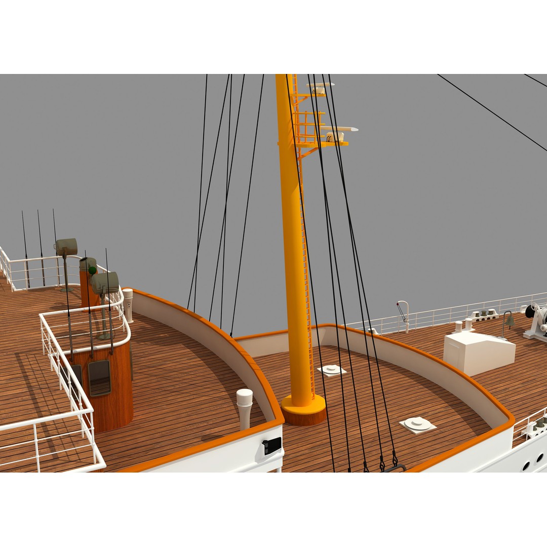 TCG Savarona Yacht 3D Model – High Detail Historic Watercraft, FBX - View 23