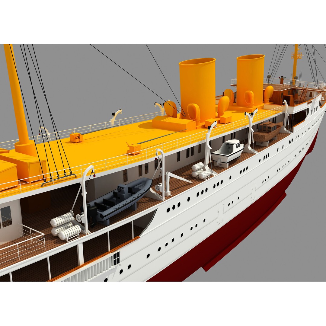 TCG Savarona Yacht 3D Model – High Detail Historic Watercraft, FBX - View 24
