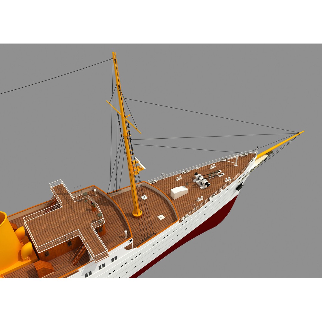 TCG Savarona Yacht 3D Model – High Detail Historic Watercraft, FBX - View 25