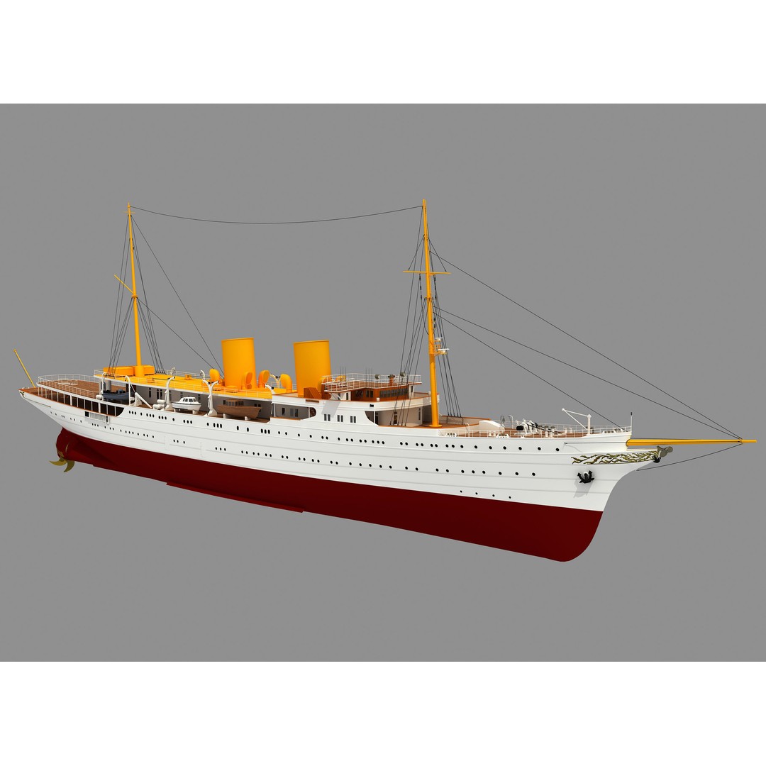 TCG Savarona Yacht 3D Model – High Detail Historic Watercraft, FBX - View 3