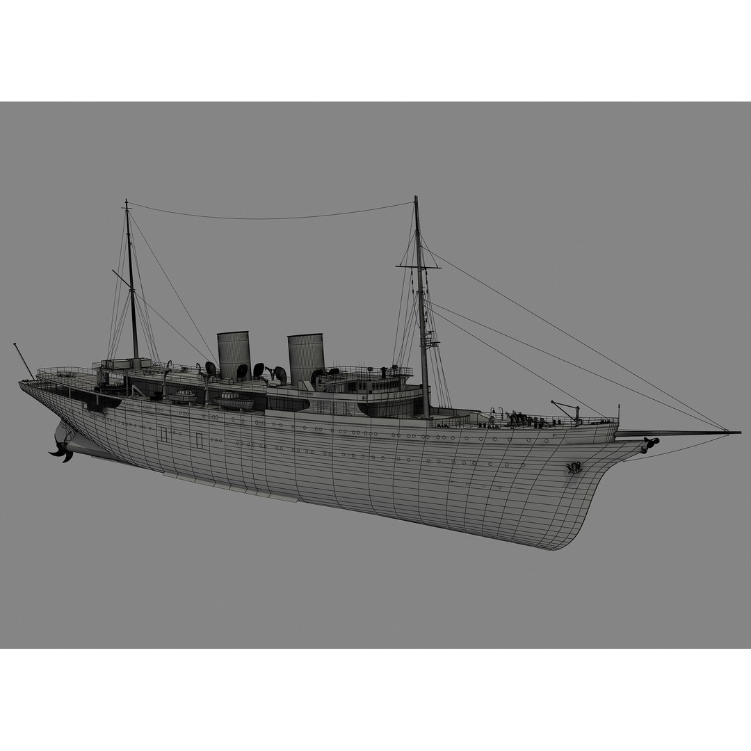 TCG Savarona Yacht 3D Model – High Detail Historic Watercraft, FBX - View 4