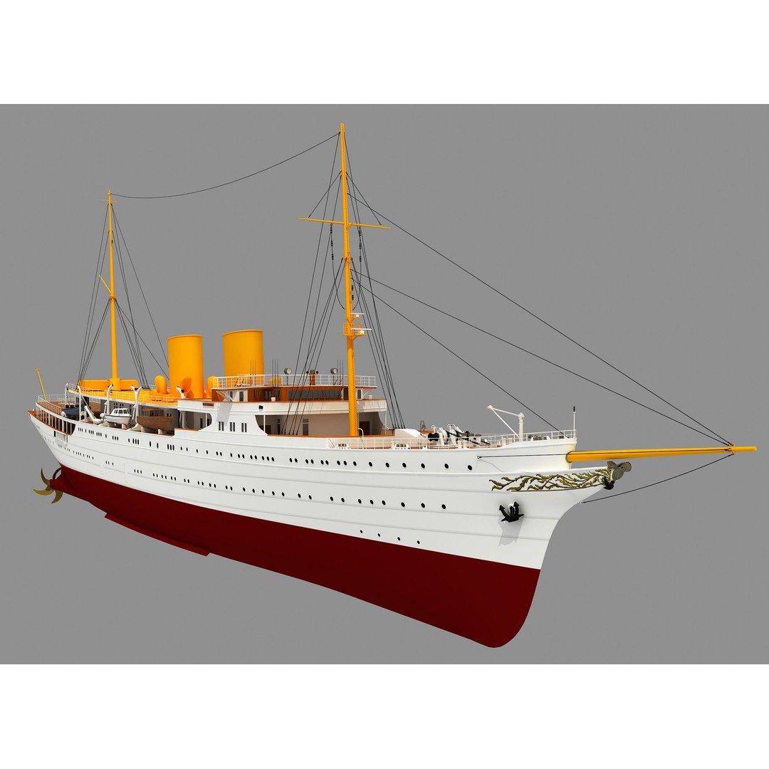 TCG Savarona Yacht 3D Model – High Detail Historic Watercraft, FBX - View 5