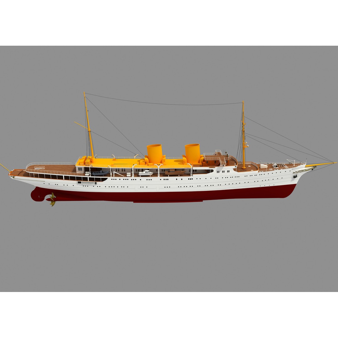 TCG Savarona Yacht 3D Model – High Detail Historic Watercraft, FBX - View 9