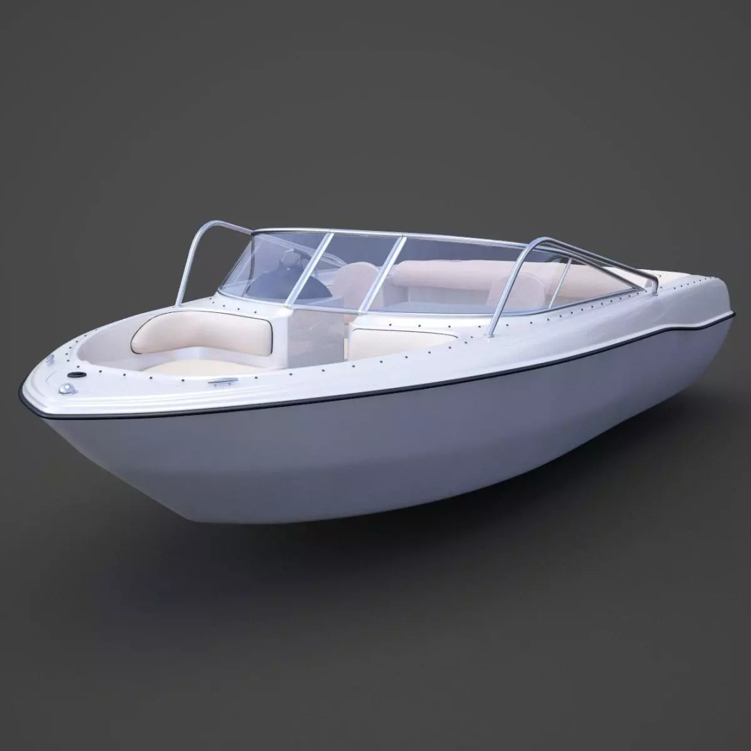 Motor Boat 3D Model – High-Quality Photorealistic Vessel, FBX, OBJ - View 2