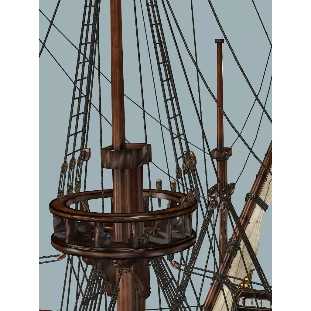 Sailboat Galleon 3D Model – Game Ready Low-Poly Ship, FBX, OBJ - View 11